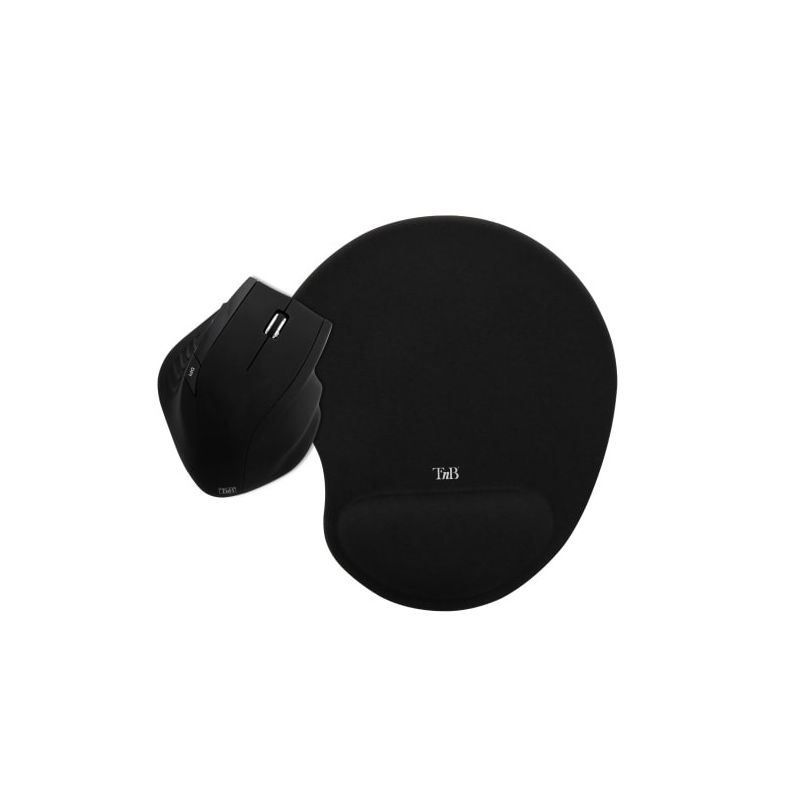 Pack souris ergonomique sans fil + tapis souris ergo design noir