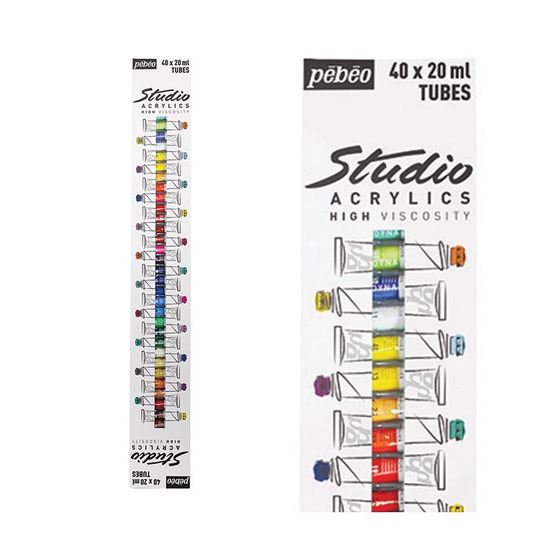 40 tubes de 20 ml de peinture acrylique Pébéo Studio