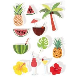12 STICKERS TROPICAL EFFET...