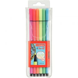 Etui de 6 feutres Pen 68 fluo