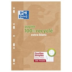 OXFORD Bloc Feuilles Simples A4 Grands Carreaux Seyès 200 Pages