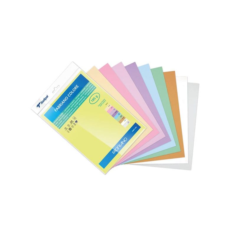 PAQUET 10 COULEURS ASSORTIES PASTEL PAPIER BRISTOL CARTULINA A4 185G