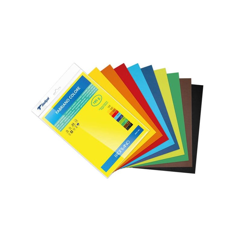 PAQUET 10 COULEURS ASSORTIES VIVES PAPIER BRISTOL CARTULINA A4 185G